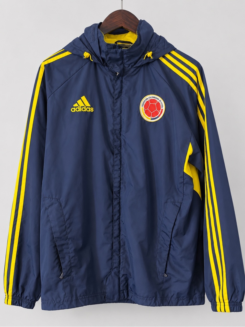 adidas Navy and Yellow Colombia Crest Windbreaker Jacket